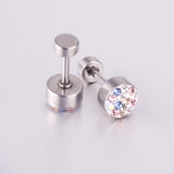 6mm Cylindrical Mixed Color Clay Drill Screw In Earrings