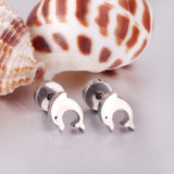 12 pairs Dolphin Shape Steel Goldtone Screwback Stud Earrings