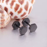 12 pairs 7mm Steel/Gold/Black Hexagonal Plugs