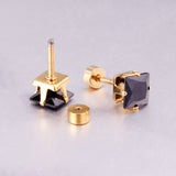 3mm~7mm Steel/Gold/Mixed color square white diamond screw plugs