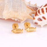 12 pairs steel/gold Cut Fishbone Screwback Earrings without diamonds