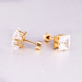 3mm~7mm Steel/Gold/Mixed color square white diamond screw plugs