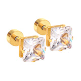 3mm~7mm Steel/Gold/Mixed color square white diamond screw plugs