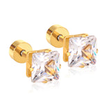 3mm~7mm Steel/Gold/Mixed color square white diamond screw plugs