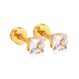 3mm~7mm Steel/Gold/Mixed color square white diamond screw plugs