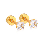 3mm~7mm Steel/Gold/Mixed color square white diamond screw plugs