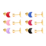 12 pairs Steel / Goldtone Moon Shaped Mixed Color Screwback Earrings