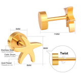 12 pairs Gold Cut Screw In Stud Earrings without Diamonds