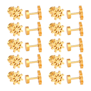 12 pairs Gold Cut Screwback Stud Earrings without Diamonds