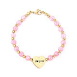 Gold Accessories Pink Crystal Bracelet