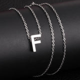 ASON Delicate Classic Style Initial 26 Letters Alphabet Chain Pendant Necklace Stainless Steel Color Jewelry Chokers