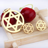 Gold/steel color wispy hexagrams faceted cut jewelry set without diamonds