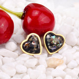 Steel/Gold Heart Shaped Fancy Stone/Black Fancy Stone Jewelry Set