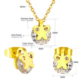 Gold/Steel with Zircon + Extra Small Glossy Butterfly Shape Jewelry Set