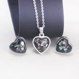 Steel/Gold Heart Shaped Fancy Stone/Black Fancy Stone Jewelry Set