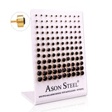 3-8mm Snapback Steel/Gold/Rose Gold Cylinder White/Black Diamond Stud Earrings