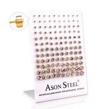 3-8mm Snapback Steel/Gold/Rose Gold Cylinder White/Black Diamond Stud Earrings