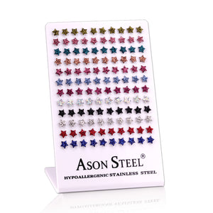 Steel Heart Studs with White Clay Multi-Color Mixed Earrings for Snapbacks