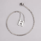 ASON Delicate Classic Style Initial 26 Letters Alphabet Chain Pendant Necklace Stainless Steel Color Jewelry Chokers