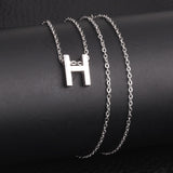 ASON Delicate Classic Style Initial 26 Letters Alphabet Chain Pendant Necklace Stainless Steel Color Jewelry Chokers