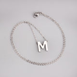 ASON Delicate Classic Style Initial 26 Letters Alphabet Chain Pendant Necklace Stainless Steel Color Jewelry Chokers