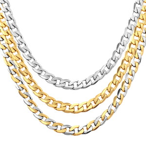 Stylish 6mm & 8mm &10mm mixed color & gold & steel color inside horizontal long necklace DIY matching chain