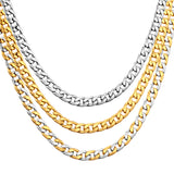 Stylish 6mm & 8mm &10mm Mixed Color & Gold & Steel Color Long Necklace Side Cross Stripe DIY Matching Chain