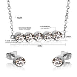 Gold/steel five white diamonds arranged in a word jewelry set