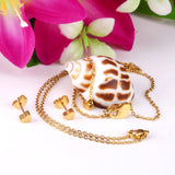 Gold/steel color glossy heart shaped double chain pendant jewelry set with diamond in the middle