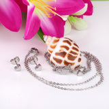 Gold/steel color glossy heart shaped double chain pendant jewelry set with diamond in the middle