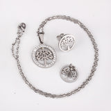 Gold/Steel Round Cut Pattern White Clay Sticky Diamonds Jewelry Set