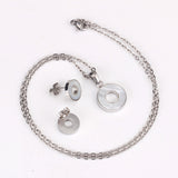 Steel/golden circle with glued circle shell jewelry set