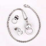 Steel/golden figure 8 shape with pearl + wisp round jewelry set