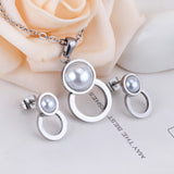 Steel/golden figure 8 shape with pearl + wisp round jewelry set