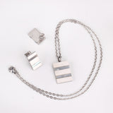 Steel/golden rectangle with two rectangles + shell jewelry set