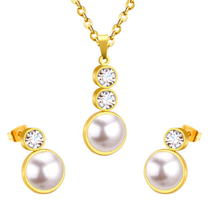 Gold/steel-colored sticky pearls set + two small round cakes topped with diamonds