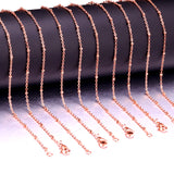 ASON 10pcs/bulk long necklace collar 2MM steel color & gold color & rose gold & black stainless steel necklace wholesale