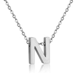 ASON Delicate Classic Style Initial 26 Letters Alphabet Chain Pendant Necklace Stainless Steel Color Jewelry Chokers