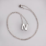 ASON Delicate Classic Style Initial 26 Letters Alphabet Chain Pendant Necklace Stainless Steel Color Jewelry Chokers