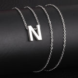 ASON Delicate Classic Style Initial 26 Letters Alphabet Chain Pendant Necklace Stainless Steel Color Jewelry Chokers