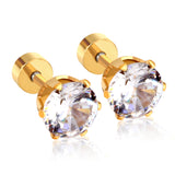 3mm~7mm round white diamond screw plugs in gold/steel color