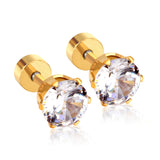 3mm~7mm round white diamond screw plugs in gold/steel color