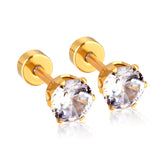 3mm~7mm round white diamond screw plugs in gold/steel color