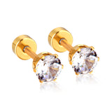 3mm~7mm round white diamond screw plugs in gold/steel color