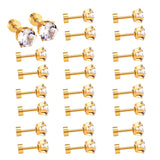 3mm~7mm round white diamond screw plugs in gold/steel color