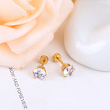 3mm~7mm round white diamond screw plugs in gold/steel color