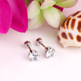 3mm~7mm round white diamond screw plugs in gold/steel color