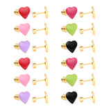 12 pairs / Gold / Steel Heart Mixed Color Screwback Earrings