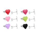 12 pairs / Gold / Steel Heart Mixed Color Screwback Earrings