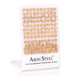 60 Pairs Gold Cut Out Stud Earrings with Diamonds on Card Holder